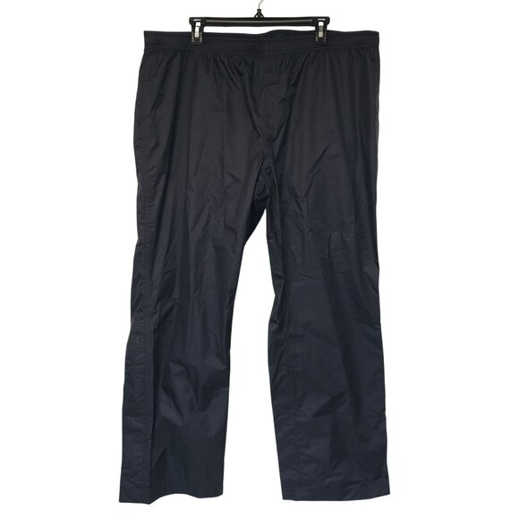 LL Bean 1X Regular Black Rain Pants Elastic Waist Hook and Loop Leg Waterproof - Picture 1 of 11